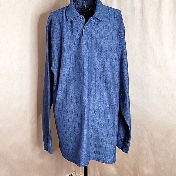 VAN HEUSEN Blue Plaid 2 Button Polo Shirt Large‎ - Picture 1 of 7